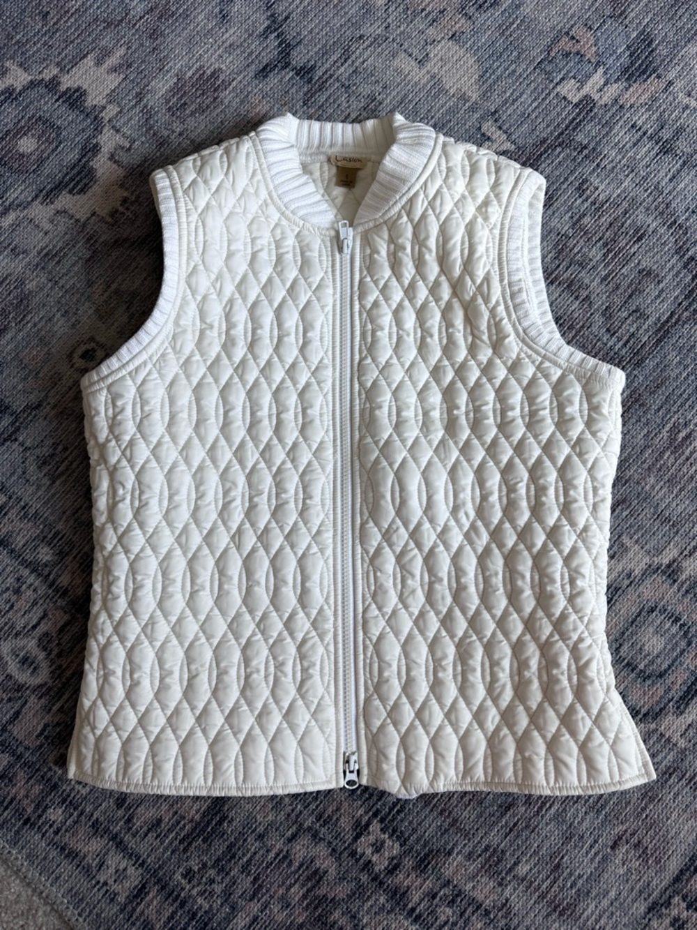 Caslon Cream Quilted Jacket with Ribbed Collar